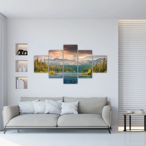 Obraz górskiej rzeki i gór (125x70 cm)