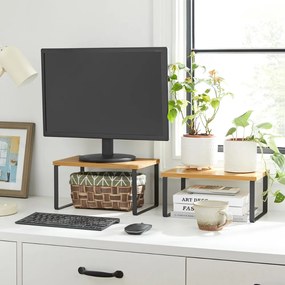 SongmicsHome Zestaw bambusowych organizerów CEZAR, 2 szt., brązowa/czarna