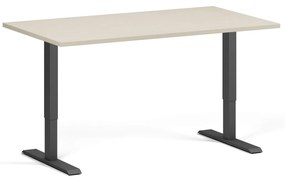 Biurko z regulacją wysokości, 140x80 cm, 1 silnik, czarna podstawa, brzoza