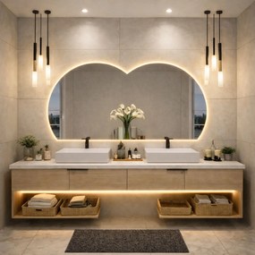 Lustro dekoracyjne z podświetleniem MOON Twin LED| Różne rozmiary | Różne kolory : Kolor tafli szkła - Srebrny, Rozmiar - 160x77