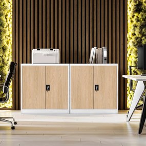 Szafka biurowa BEATA, 900 x 930 x 400 mm, Eco Design: biała/ dąb sonoma