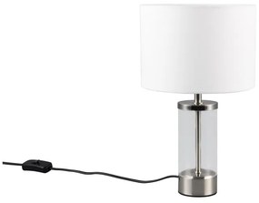 Lampa stołowa w kolorze srebra z tekstylnym kloszem (wys. 33,5 cm) Grazia – Trio