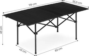 Składany stolik turystyczny Trevio 1201, 119x55,5 cm, czarny