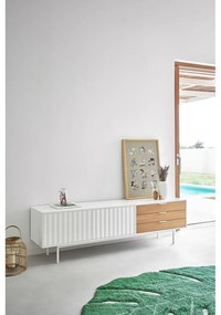 Biało-naturalna szafka pod TV w dekorze dębu 180x52 cm Sierra – Teulat