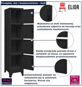 Czarny regał zamykany na dokumenty K2-E33