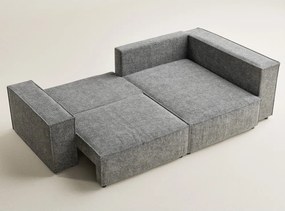 Szary rozkładany/ze schowkiem narożnik z tkaniny szenilowej (prawostronny/w kształcie litery L) Tonga – Maison de Rêve