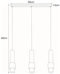 Czarno-złota potrójna lampa wisząca tuba - S074-Glisa