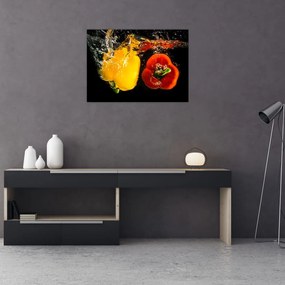 Obraz - papryki w wodzie (70x50 cm)