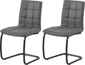 Krzesła do jadalni zestaw 2 szt. - tkanina i metal - ciemnoszary - PARIANA