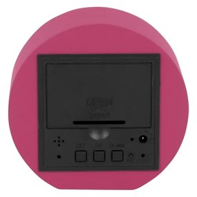 Karlsson 5981BP designerski zegar LED z budzikiem,różowy, średnica 9 cm