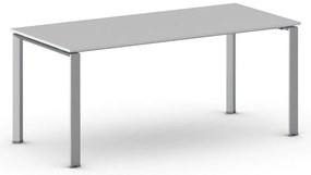 Stół konferencyjny do biura PRIMO INFINITY, 180x90 cm, szaro-srebrna podstawa, szary