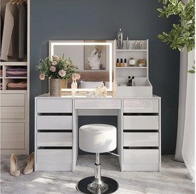 Stół do toalety biały/biały wysoki połysk 128.2x50.1x76 sherry