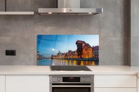 Panel szklany do Kuchni Noc nad Motławą i Starym Miastem