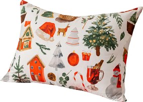 Poszewka na poduszkę z mikrofibry FESTIVE MAGIC 50x70 cm, biała