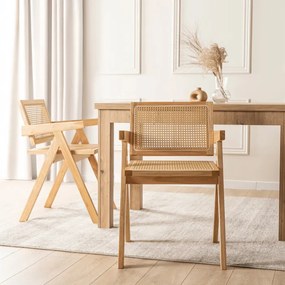 Krzesło Drewniane MADERA Dąb/Beż Ażurowe Retro