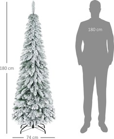 HOMCOM Sztuczna Choinka, 1,80 m, z 523 Gałązkami i Efektem Śniegu, Realistyczny Wygląd, Smukła Forma | Aosom PL