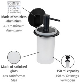 Samoprzylepny szklany dozownik do mydła w kolorze matowej czerni 150 ml Bivio – Wenko