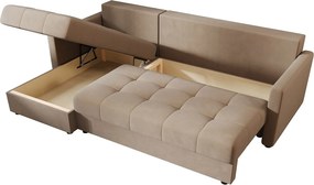 BEDANTE narożnik MOS L BIS Itaka 48 brązowy lewa z funkcją spania sofa w kształcie litery L z pojemnikiem na pościel sofa do salonu kanapa sofa rozkładana