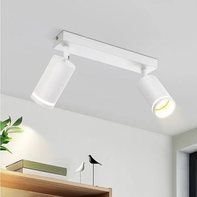NETTLIFE 2-płomienna lampa sufitowa LED - Biała lampa sufitowa GU10 Obrotowy reflektor Drewniany kinkiet Reflektor ścienny do salonu sypialni Bez żarówki