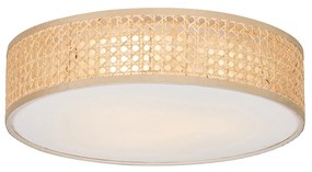 Orientalna lampa sufitowa rattan 40 cm 3-punktowa - TrommaKolonialny Oswietlenie wewnetrzne