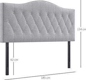 HOMCOM Zagłówek do łóżka tapicerowany kolor szarym topola poliester 185 x 8 x 134 cm