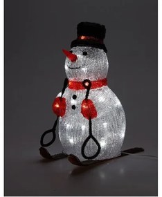 Świąteczna dekoracja LED Bałwan na nartach 30 LED, czerwony, 31 cm