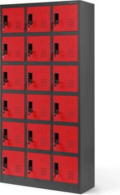 Szafa skrytkowa zamykana na klucz Karol 90x40x185 cm antracyt/czerwony