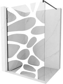 Mexen Kioto ścianka prysznicowa Walk-in 120 x 200 cm, biały wzór 8 mm, czarna - 800-120-101-70-97