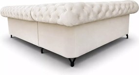 Pikowany narożnik Chesterfield Asti z wywiniętymi podłokietnikami i funkcją spania