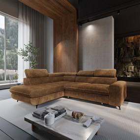 Masseno Narożnik VELISS z funkcją spania i pojemnikiem na pościel Rozkładana sofa do Salonu - Miedziany, TILIA 56