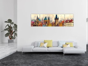 Obraz - Jesień w malowanym mieście (170x50 cm)