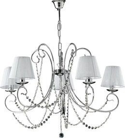 Żyrandol Magda 5-punktowy chromowany z żelaza z abażurami 115 Ø72 BL146-5-CR-PAR