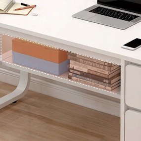 Minimalistyczne białe biurko z półkami - 120x50x73 cm, idealne do małych przestrzeni, pracy i nauki