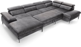 Masseno Narożnik MESTO z funkcją spania i pojemnikiem na pościel Narozniki U, Rozkładana sofa - Grafitowy, VOGUE 16