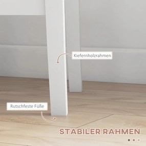 HOMCOM Zestaw stół i krzesła 3-częściowy biały z drewnianym siedziskiem do kuchni | Aosom PL