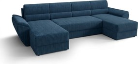 PROMOCJA Rozkładana sofa w kształcie U TAVERO 321x140 cm, ciemnoniebieska II. gatunek