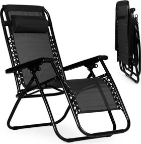 Składany leżak ogrodowy, tarasowy Rimini 009, czarny