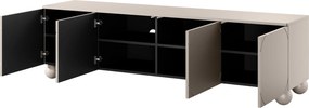 Szafka RTV Sonatia II 200 cm czterodrzwiowa na nogach kulach - kaszmir
