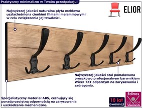 Ścienny Wieszak Czarny Drewniany Na Ubrania Dąb Craft + K9-T98