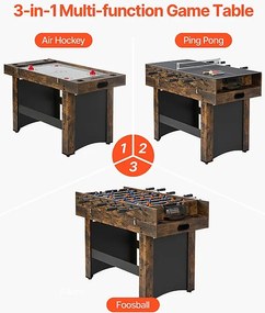 Stół do Hokeja Powietrznego, SucceBuy 137 cm 3 w 1 Stół do Hokeja Powietrznego z Ping-Pongiem do Domu i Biura