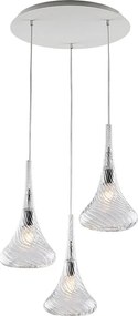 Lampa wisząca Nemesi z żelaza z przezroczystym szkłem Pyrex 3 światła 141 Ø50 BL280-S3-TR