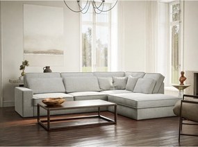 Jasnoszary narożnik z tkaniny szenilowej (prawostronny/w kształcie litery L) Kirou – Maison de Rêve