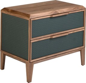 Ciemnozielony stolik nocny z PVC i orzecha włoskiego 7149 ANGEL CERDA