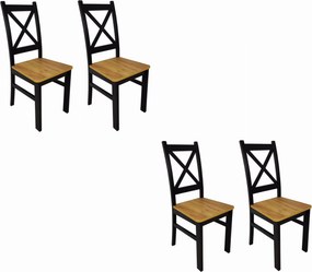 4x Krzesło drewniane Krzyżak czarny dąb craft LOFT czarne nogi