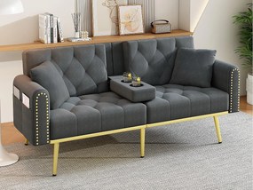 Kanapa 2-osobowa - z funkcją relaks - trzy regulowane pozycje odchylenia - uchwyt na kubek w zestawie - szary