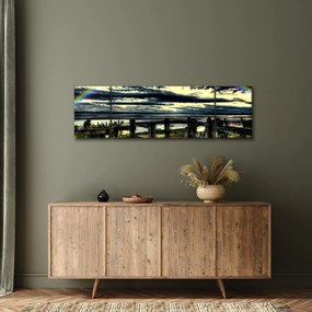 Obraz tęczy nad morzem (170x50 cm)