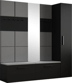 Masseno Garderoba MODULO 201,2/204/40 cm do Przedpokoju Nowoczesna Czarna