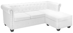 Narożnik z leżanką w stylu Chesterfield Xavier 4Q - biały