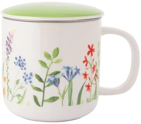 Altom Porcelanowy kubek z imbrykiem i pokrywką Nature Awakening 380 ml