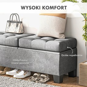 HOMCOM Fondoletto ławka z pojemnikiem tapicerowana, 116x41x47 cm, Szary